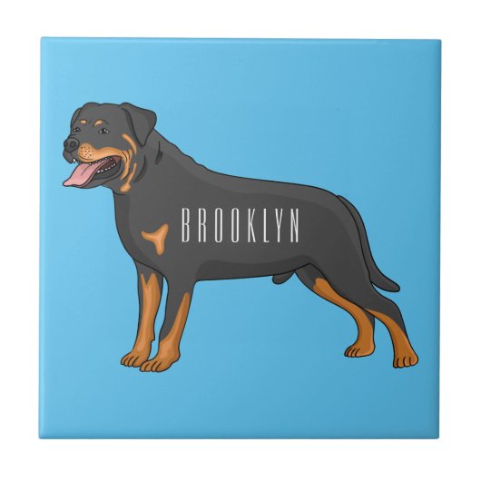 Rottweiler dog cartoon illustration  タイル (正面)