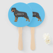 Rottweiler dog cartoon illustration ハンドファン (正面&裏面)