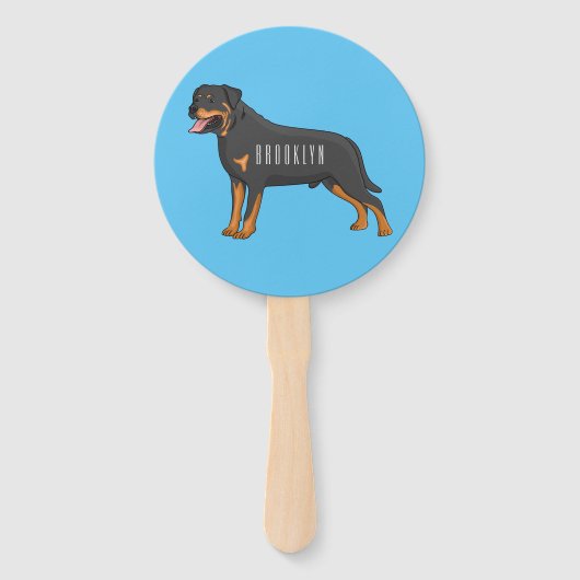 Rottweiler dog cartoon illustration ハンドファン (正面)