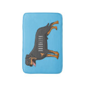 Rottweiler dog cartoon illustration バスマット (正面縦)