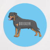 Rottweiler dog cartoon illustration  ラベル (デザイン1)