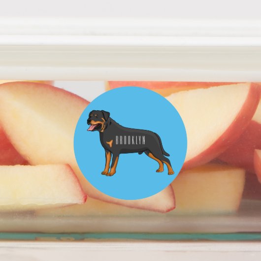 Rottweiler dog cartoon illustration  ラベル (貼付)