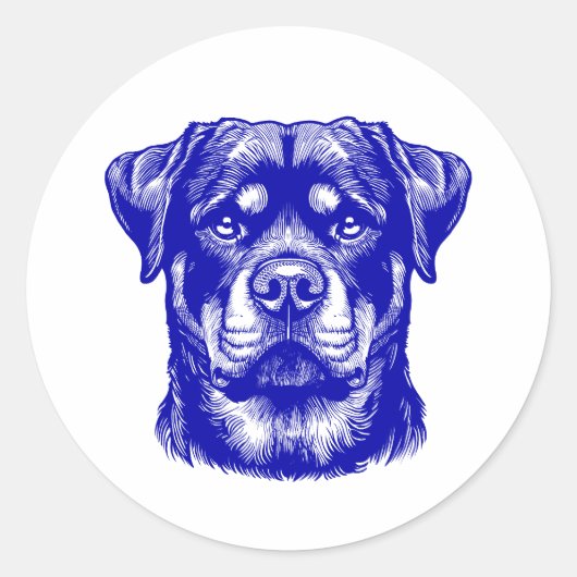 Rottweiler Dog Face - Line Art ラウンドシール (正面)