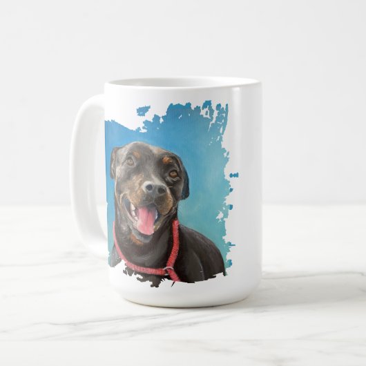 Rottweiler dog love mug  コーヒーマグカップ (正面左)