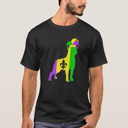 Rottweiler Dog Mardi Gras Carnivals Funny Puppy Je Tシャツ (正面)