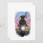 rottweiler dog on motorcycle tour japanese gifts 案内状 (正面/裏面)