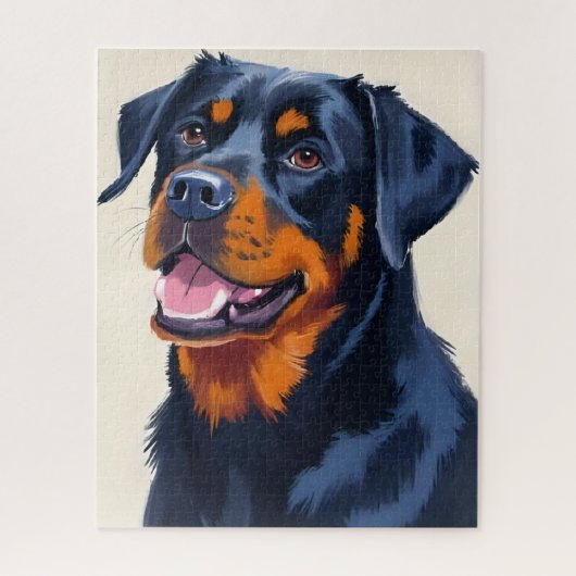 Rottweiler Dog Pet Painting Watercolor ジグソーパズル (縦)
