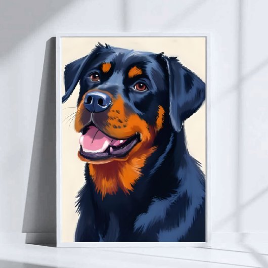 Rottweiler Dog Pet Painting Watercolor Art ポスター