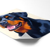Rottweiler Dog Pet Painting Watercolor Art ポスター (角)