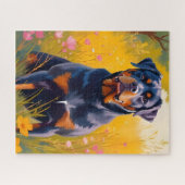 Rottweiler Dog Pet Portrait Painting Watercolor ジグソーパズル (横)