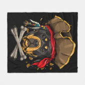 Rottweiler Dog Pirate Jolly Roger Flag Crossbones  フリースブランケット (正面(横))