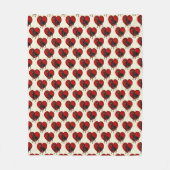 Rottweiler Dog Red Heart Pattern フリースブランケット (正面)