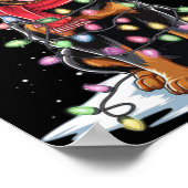 Rottweiler Dog Santa Hat Christmas Tree Light Xmas ポスター (角)