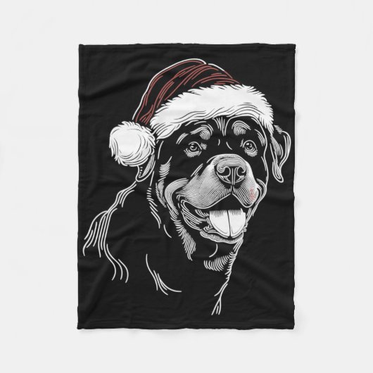Rottweiler Dog Santa Hat Christmas Xmas Pajama  フリースブランケット (正面)