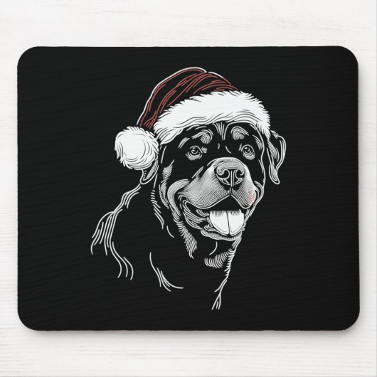 Rottweiler Dog Santa Hat Christmas Xmas Pajama マウスパッド (正面)