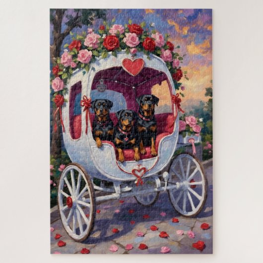 Rottweiler Dog Valentine's Day ジグソーパズル (縦)