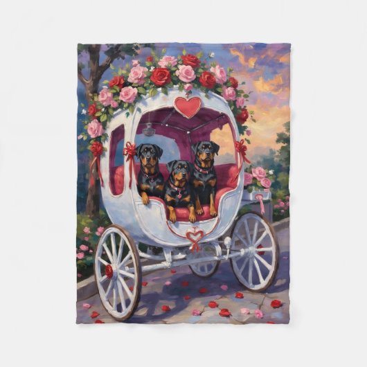 Rottweiler Dog Valentine's Day フリースブランケット (正面)