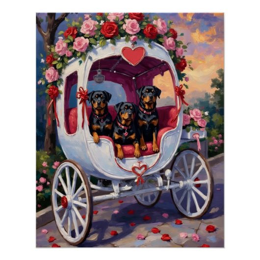 Rottweiler Dog Valentine's Day ポスター (正面)