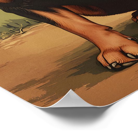 Rottweiler Dog Vintage Art ポスター (角)