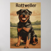 Rottweiler Dog Vintage Art ポスター (正面)