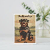 Rottweiler Dog Vintage Art ポストカード (スタンド正面)
