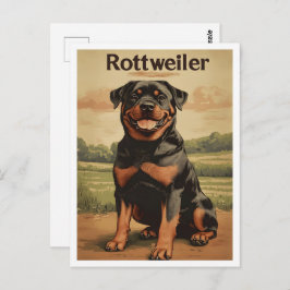 Rottweiler Dog Vintage Art ポストカード