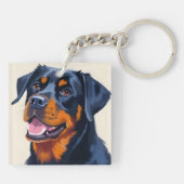 Rottweiler | Dog Watercolor Pet Painting キーホルダー (裏面)