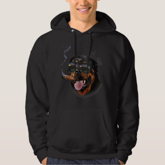 Rottweiler Dog Wearing Aviator Sunglass with Cigar パーカ
