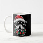 Rottweiler Dog Xmas Santa Hat Scarf Christmas Cost コーヒーマグカップ (左)