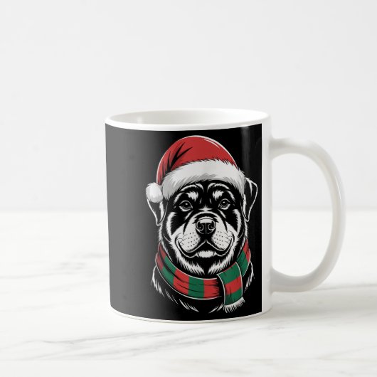 Rottweiler Dog Xmas Santa Hat Scarf Christmas Cost コーヒーマグカップ (右)