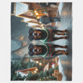 Rottweiler Dogs Christmas Snow Holiday  フリースブランケット (正面)