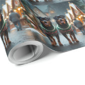 Rottweiler Dogs Christmas Snow Holiday ラッピングペーパー (ロールコーナー)