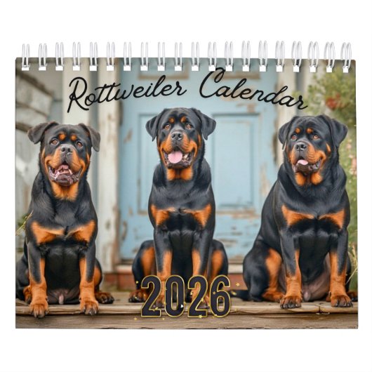 Rottweiler Dogs Wall Calendar 2026 カレンダー (カバー)
