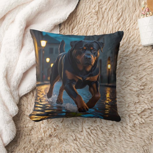 Rottweiler Elegant Throw Pillow クッション (ブランケット)