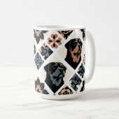 Rottweiler Floral Geometric Pattern コーヒーマグカップ (正面右)