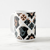 Rottweiler Floral Geometric Pattern コーヒーマグカップ (正面左)