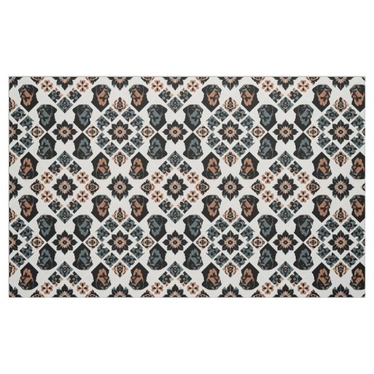 Rottweiler Floral Geometric Pattern ファブリック (ファットクウォーター)