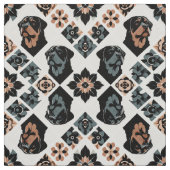 Rottweiler Floral Geometric Pattern ファブリック (見本)