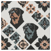 Rottweiler Floral Geometric Pattern ファブリック (クローズアップ)