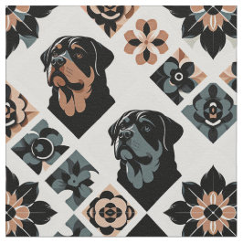 Rottweiler Floral Geometric Pattern ファブリック