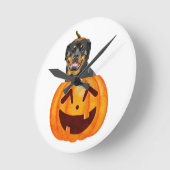 Rottweiler Halloween ラウンド壁時計 (傾斜)