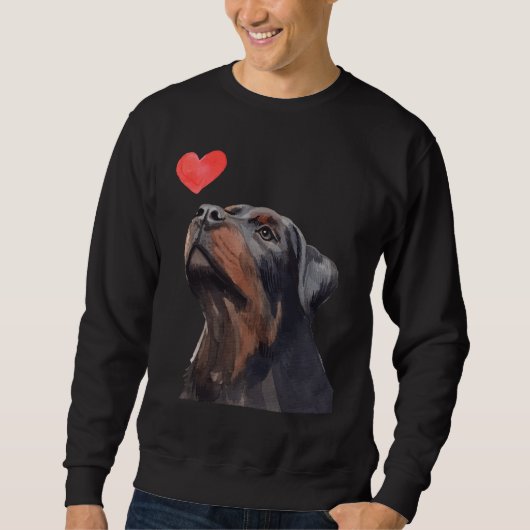 Rottweiler Heart Dog Love スウェットシャツ (正面)