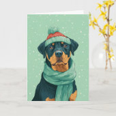 Rottweiler Holiday Greeting カード (黄色い花)