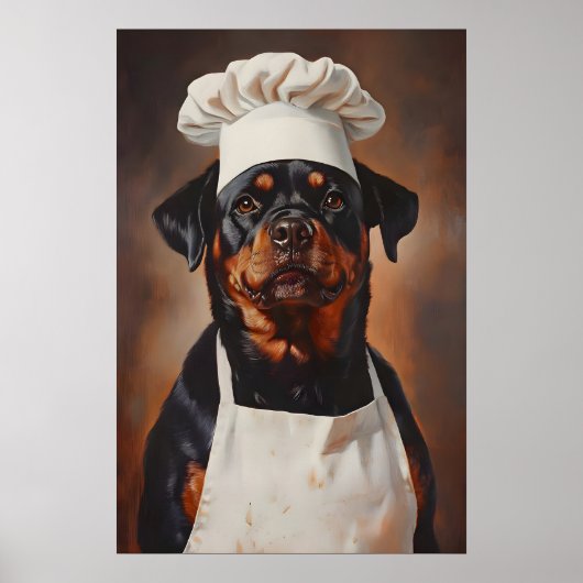 Rottweiler In Chefs Hat Poster, Funny Pet Poster ポスター (正面)