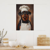 Rottweiler In Chefs Hat Poster, Funny Pet Poster ポスター (キッチン)