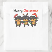 Rottweiler Merry Christmas Cute Dogs Holiday 長方形シール (バッグ)