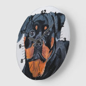 Rottweiler Painting by Alfred Fox ラージ壁時計 (傾斜)