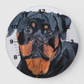 Rottweiler Painting by Alfred Fox ラージ壁時計 (正面)