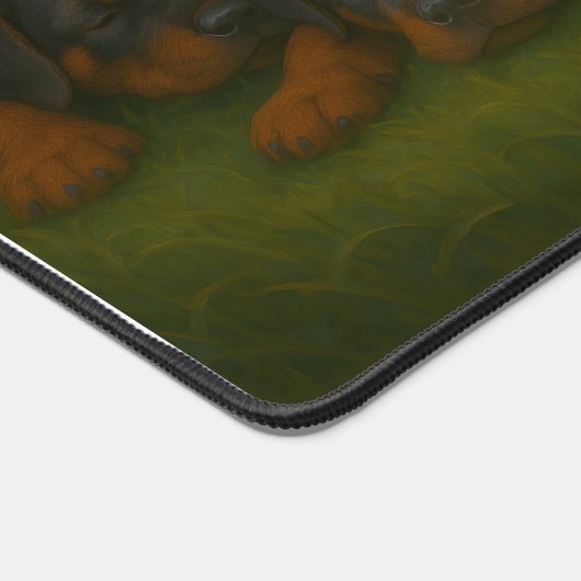 Rottweiler Pups at Dawn デスクマット (コーナー)