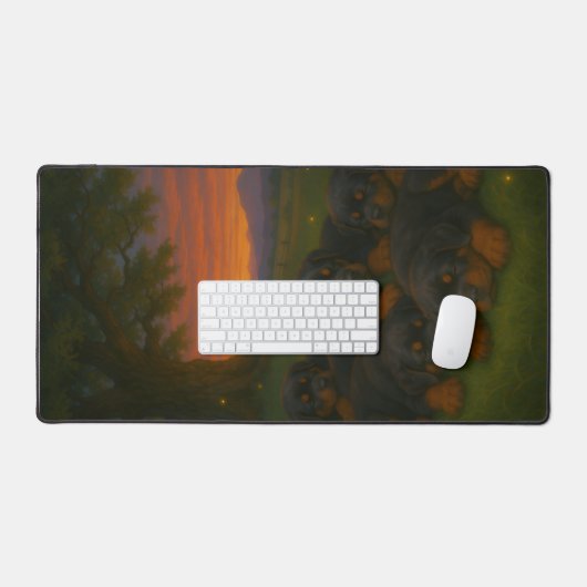 Rottweiler Pups at Dawn デスクマット (キーボード&マウス)